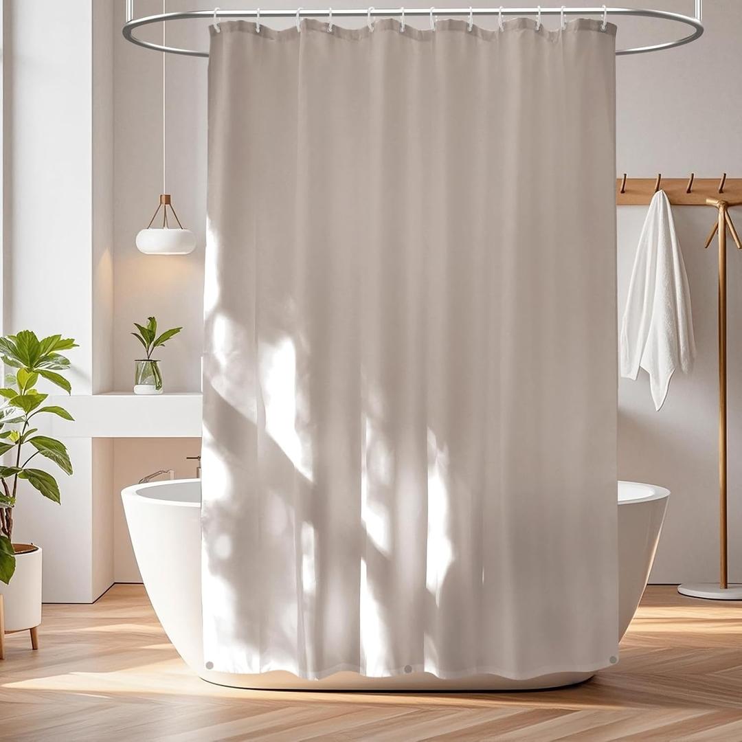 Waterproof Fabric Shower Curtain Liner Khaki with 3 Extra-Large Magnets, 72 x 72 inch Washable Brown Cloth Shower Liner Hotel Quality, Earth Tone Lightweight Shower Curtains for Bathroom