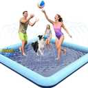 VISTOP Non-Slip Splash Pad for Kids and Dog, Thicken Sprinkler Pool Summer Outdoor Water Toys - Fun Backyard Fountain Play Mat for Baby Girls Boys Children or Pet Dog (85 * 85 inch, Blue&Blue)