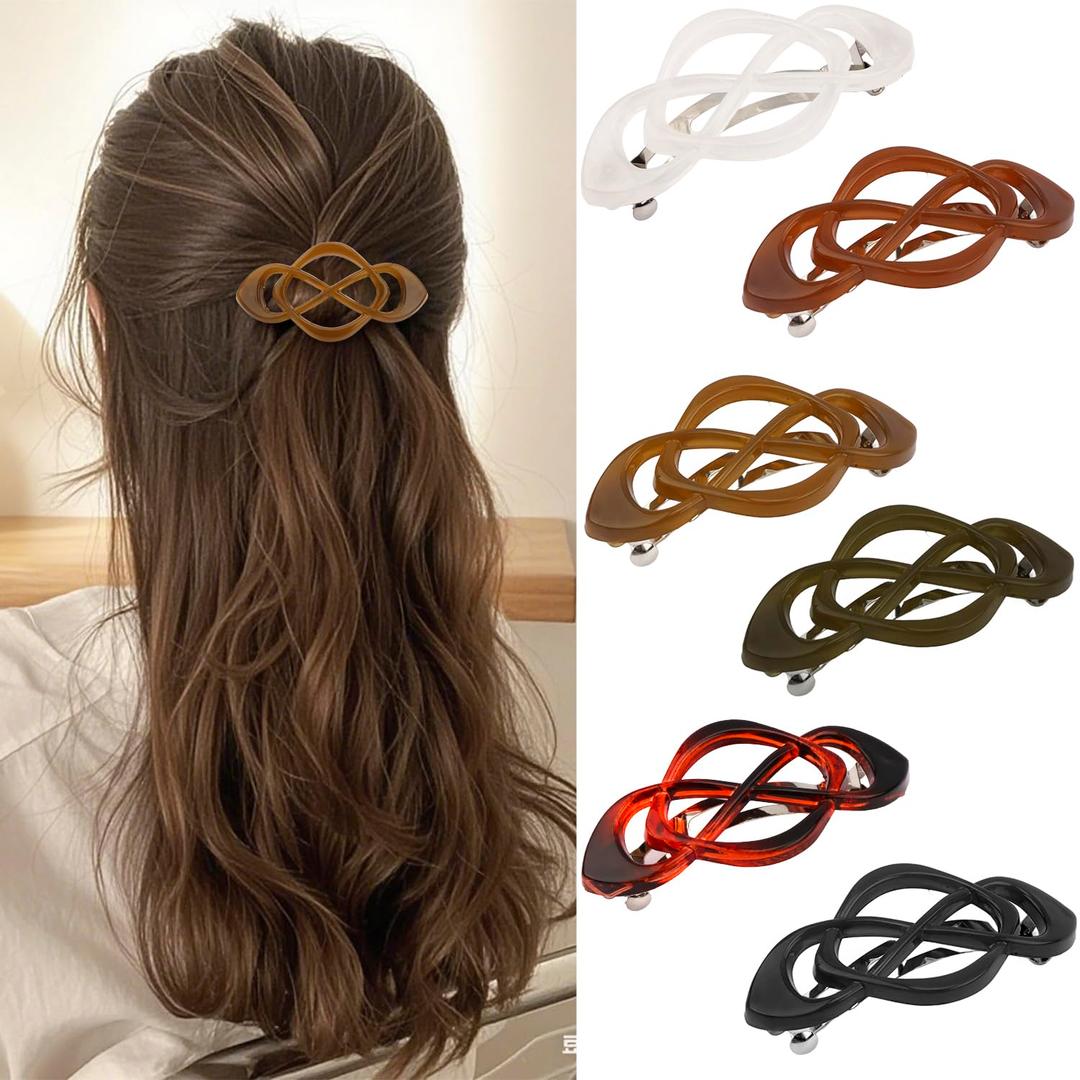 Atoden Flat Hair Clips Barrettes for Thick Thin Fine Hair 6Pcs French Barrette Glossy Large Hair Slides Non Slip Strong Hold Clamps Vintage 90s Accessories for Women Girls Gifts