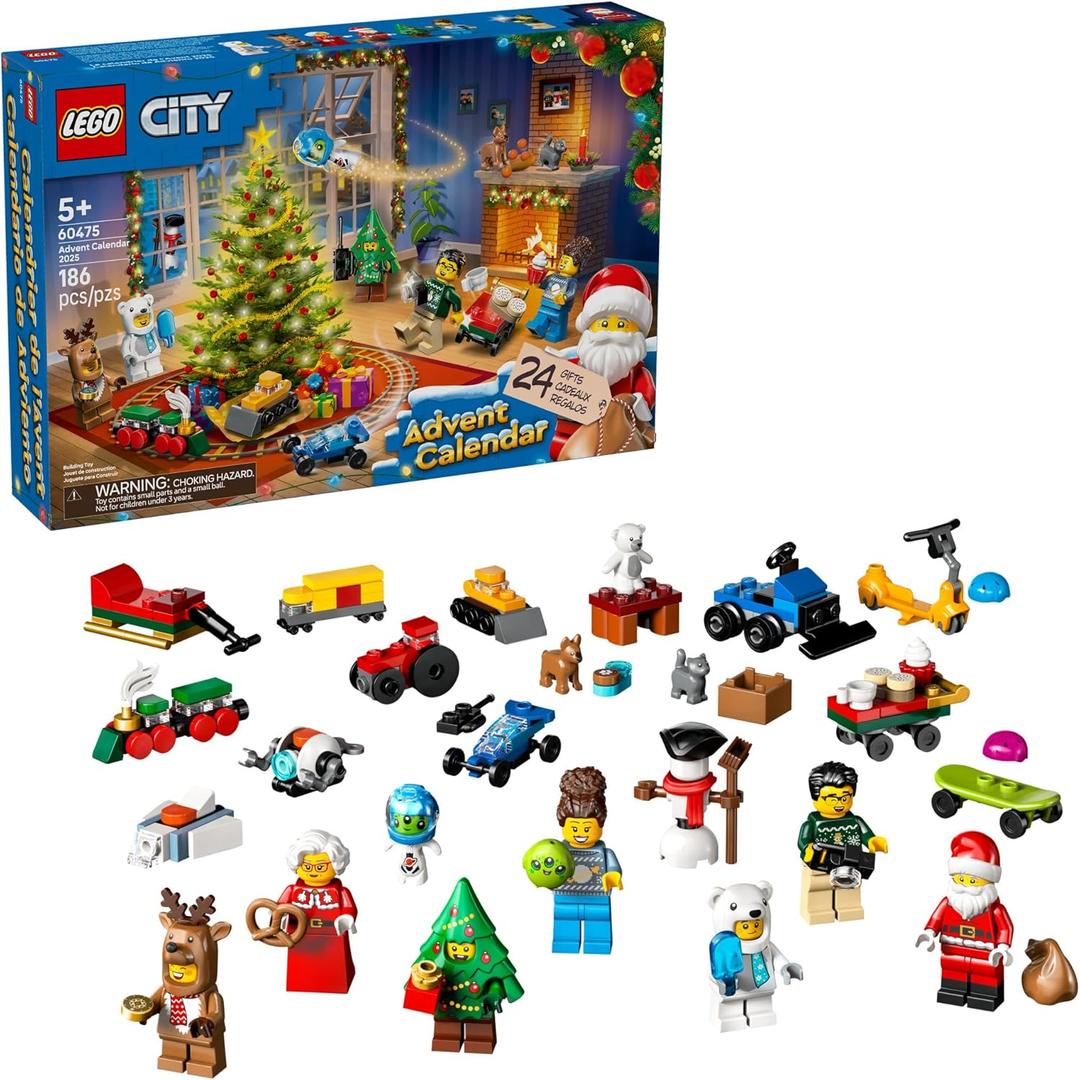LEGO City Advent Calendar 2025 Kids Toy - Holiday Countdown Playset W/Santa & Mrs. Claus Minifigures for Boys & Girls, Ages 5+ - 24 Buildable Surprises - Gift Idea for Christmas - 60475