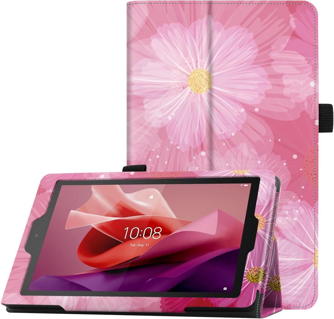 Famavala Folio Case Cover Compatible with 7-inch Tablet, Lightweight and Slim, not fit for LG S7 2019 Release Tablet (Pink Flower)