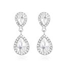 Vintage Rhinestone Teardrop Dangle Earrings Sparkle Crystal Bridal Earrings for Brides Bridesmaides Statement Drop Earrings for Women Wedding Formal Prom