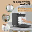 Towel Warmer 5L-Black, 2-in-1 Professional Mini Small Hot Towel Warmer for Spa, Facial Towel Cabinet for Solo Estheticians, Small Salons & Home Spa (Fits 10-15 Towels)