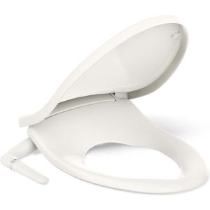 Kohler PureWash M250 Manual Elongated Bidet Toilet Seat, Biscuit, Quiet-Close Lid Prevents Slamming, Cool Water, Easy Installation with Quick-Release Hinges, Adjustable Spray Position & Pressure
