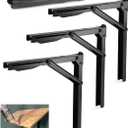 Wallmaster 24inch Folding Shelf Brackets Garage Heavy Duty Steel Max Load 500lb Floating Wall Mounted Collapsible Shelf Bracket Space Saving (Pack of 4, No Board)