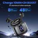 Wireless Earbuds, Bluetooth Headphones with Deep Bass Stereo, 48H Playback Ear Buds with LED Power Display, Lightweight, IPX7, in-Ear Earphones with Mic for iPhone/Android/iPad, Black