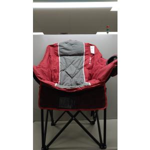 Oversized Padded Camping Chairs for Adults,Heavy Duty Support 400 Lbs,Folding Portable Lawn Chair w/Cup Holder,Cooler Bag,Side Pocket,Perfect for Outdoor Picnic,Hiking(Red), 1 Pack