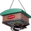 Kingsyard Upgraded Upside Down Double Suet Feeder with Metal Weatherproof Roof, Squirrel-Proof Metal Edging, Suet Feeders for Outside Hanging, Great for Attracting Woodpecker, Nuthatch, Titmouse (Green)