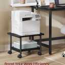VASAGLE Heavy-Duty Printer Stand with Locking Wheels, 2-Tier Industrial Mobile Cart with Storage Shelf, Under Desk Printer Table for Home, Office, 13.4" Height, Ebony Black UOPS02B