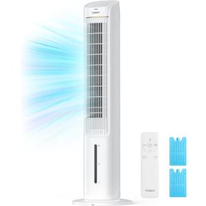 TOSOT Tower Fan Oscillating 80, Cooling Fan with 2 Ice Packs, CFM 360m/h, 3 Speed Quiet Fan with Remote Control, 7 Hours Timer, Humidifiers with Removable 4L Water Tank, Floor Fan for Home Bedroom