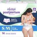 Always Discreet Postpartum and Adult Incontinence Underwear for Women, Small/Medium, Maximum Protection, 14 Count