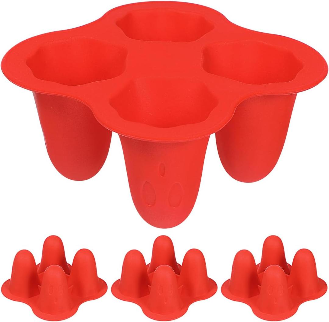 VICASKY Ghost Molds Silicone Halloween Ice Mold 4pcs 3.93in Cube Stamp Cubes Stamps Cocktails Maker Trays Party Decorations Tray for Whiskey 2025 Red