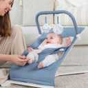 Baby Delight Alpine Deluxe Portable Baby Bouncer | Infant | 0-6 Months | 100% GOTS Certified Organic Cotton Fabric | Organic Dusty Blue