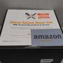 Large Glass Salad Bowl with Lid Set, 5.7 L Decorative Glass Mixing Bowl, Trifle and Serving Bowls with Lids as Cheese Charcuterie Board and Plate, Comes with Wood Serving Utensils