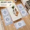 Ileading Boho Kitchen Rugs Set of 3 Washable Kitchen Mats for Floor Non Skid Farmhouse Floor Carpet for Kitchen Hallway Laundry Room,Grey/Blue,20"x32"+20"x48"+20"x59"