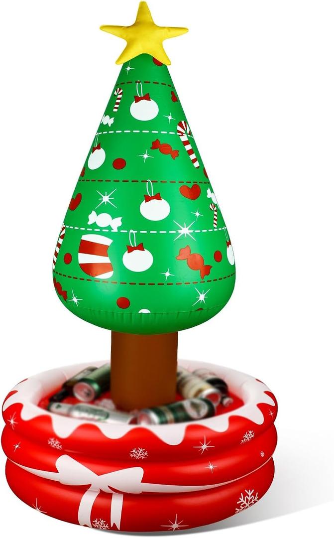 Jetec 4.17 ft Inflatable Christmas Tree Coolers Drink Beverage Inflatable Cooler Christmas Decorations Party Supplies for Home Garden Lawn Holiday Winter Party Decorations(Tree)