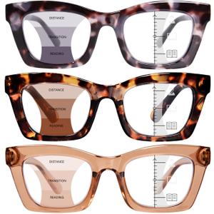Progressive Reading Glasses for Women Oversized Spring Hinges Progressive Computer Readers Blue Light Blocking, 1.0x 
