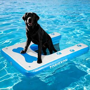 Inflatable Dog Boat Ramp 48"x32", Upgraded Pool Ramp for Dogs, Supports Up to 200 lbs, Stable & Durable Non-Slip Surface, Ideal for Pools, Lakes & Beaches