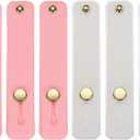 MECCANIXITY 6Pcs Phone Loop Finger Holder Silicone Phone Strap Grip Holder Cell Phone Grip Stand for Most Smartphones Dark Pink,White