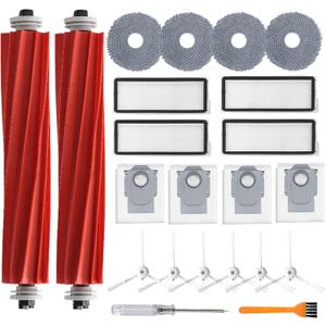 Accessories Kit for Roborock Qrevo S/Qrevo Plus/Qrevo Pro/Qrevo MaxV Not for Q RevoRobot Vacuum, 2 Main Brush Roller, 4 Hepa Filters,4 Mop Pads, 4 Dust Bags, 6 Side Brush, 22 Pack Replacement Parts