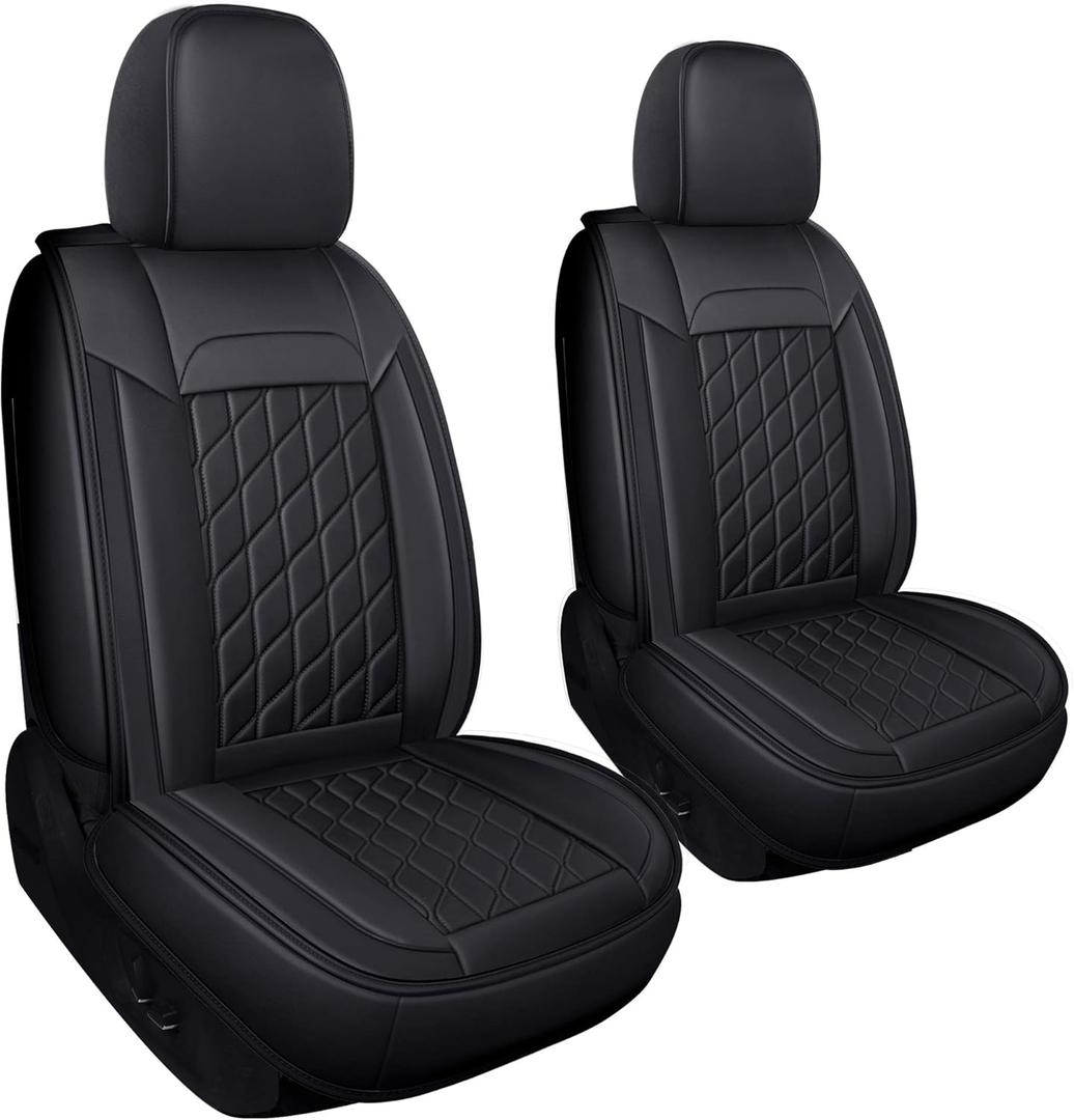 LUCKYMAN CLUB 83D-XFG Ram Front Seat Covers, Fit for Some of The 2006-2020 Ram 1500 2500 3500 Crew Cab/Quad Cab/Regular Cab Truck, with Faux Leather (83XFG-2 PCS Black)