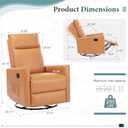 Swivel Recliner Chair, Glider Rocker Recliner Nursery Massage Chair with Extra Large Footrest, High Back, Upholstered Deep Seat for Living Room Office,Brown
