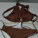 WDIRARA Women's Plus Size One Piece Swimsuit Cut Out Deep V Neck Swimwear (Brown)