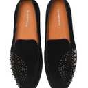 ELANROMAN Black Mens Studded Loafers Driving Fashion Wedding Party Suede Leather Penny Luxury Shoes US 9.5