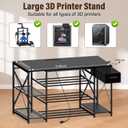 3D Printer Stand with Charging Station,Large 4-Tier 3D Printers Table with Holds 60+ Filament Storage and Storage Drawer,Filament Rack,Heavy Duty 3D Printer Desk for Workshop,Office and Garage,Black
