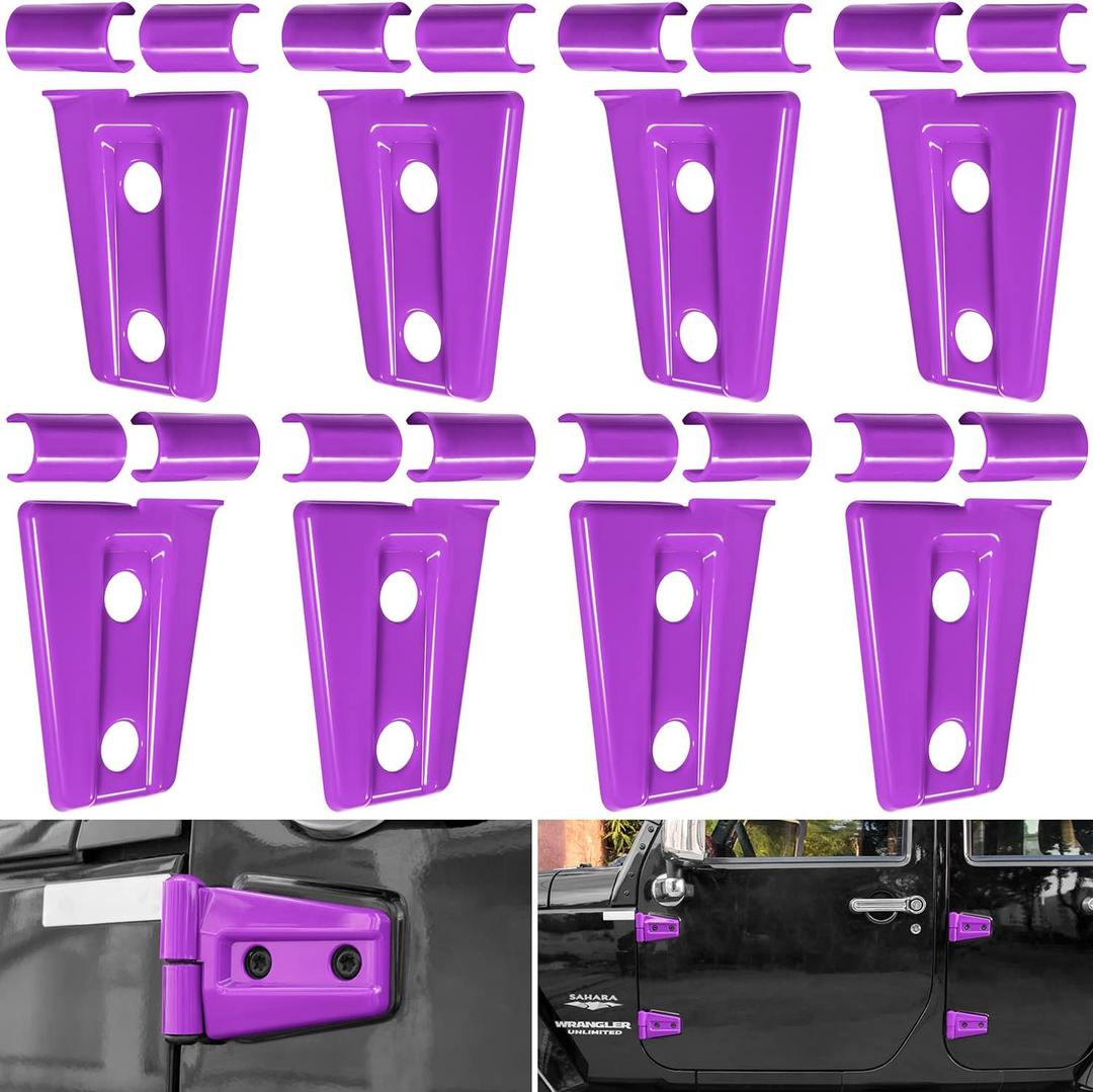Door Hinge Cover Trim Exterior Accessories for Jeep Wrangler JK JKU Sport Rubicon Sahara X Unlimited 2-Door & 4-Door 2007-2018 (Purple 8PCS)