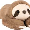 Niuniu Daddy 26" | 5LB Sloth Weighted Stuffed Animals for Adults Kids, Large Brown Sloth Weighted Lap Animal Plush Toy, Giant Body Pillow with Bag Stickers as Gift for Christmas Birthday Holidays