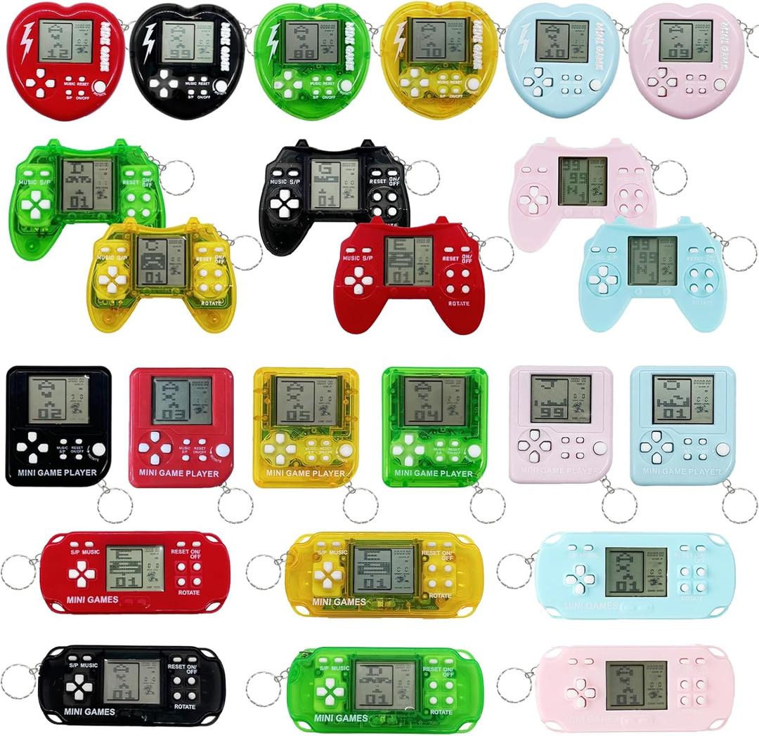 24Pcs Video Game Party Favors,Mini Game Keychains for Kids & Gamer Birthday Decorations Video Gamer Party Supplies Classroom Prizes for Boys and Girls