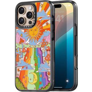 Compatible for iPhone 16 Pro case Cute - Durable Shockproof 6.6 ft Drop Impact Phone Case - Black Funny Mushroom Design for iPhone 16 Pro 6.3"