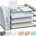 Spacrea Paper Organizer, Desk Organizers and Accessories for Desk with File organizer, Desk Accessories & Workspace Organizers for Catalog & Reference Racks (Dark Green)