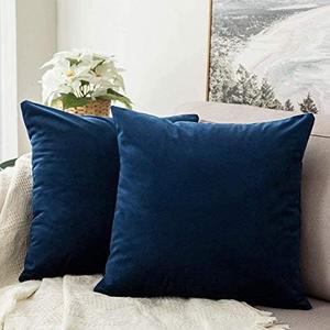 MIULEE Velvet Throw Pillow Covers 18x18 Inch, Pack of 4 - Dark Blue, Super Soft Decorative Square Cushion Cases Modern Luxury Home Decor for Sofa, Couch, Bed, Chair