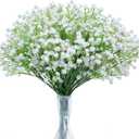 N&T NIETING Babys Breath Artificial Flowers Bulk, 10Pcs Fake Gypsophila Bouquet Flowers Real Touch Faux Flowers Arrangement for Wedding Party Home Centerpieces Decoration, White