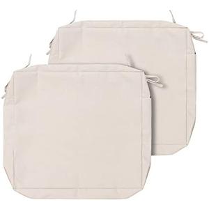 Magpie Fabrics Indoor Outdoor Patio Replacement Cushion Cover with Ties 2 Pack, Loveseat Chair Couch Slipcover Water Repellent UV Resistant Decor for Home Garden(Recycled Cream White, 20x18x4 Inch)