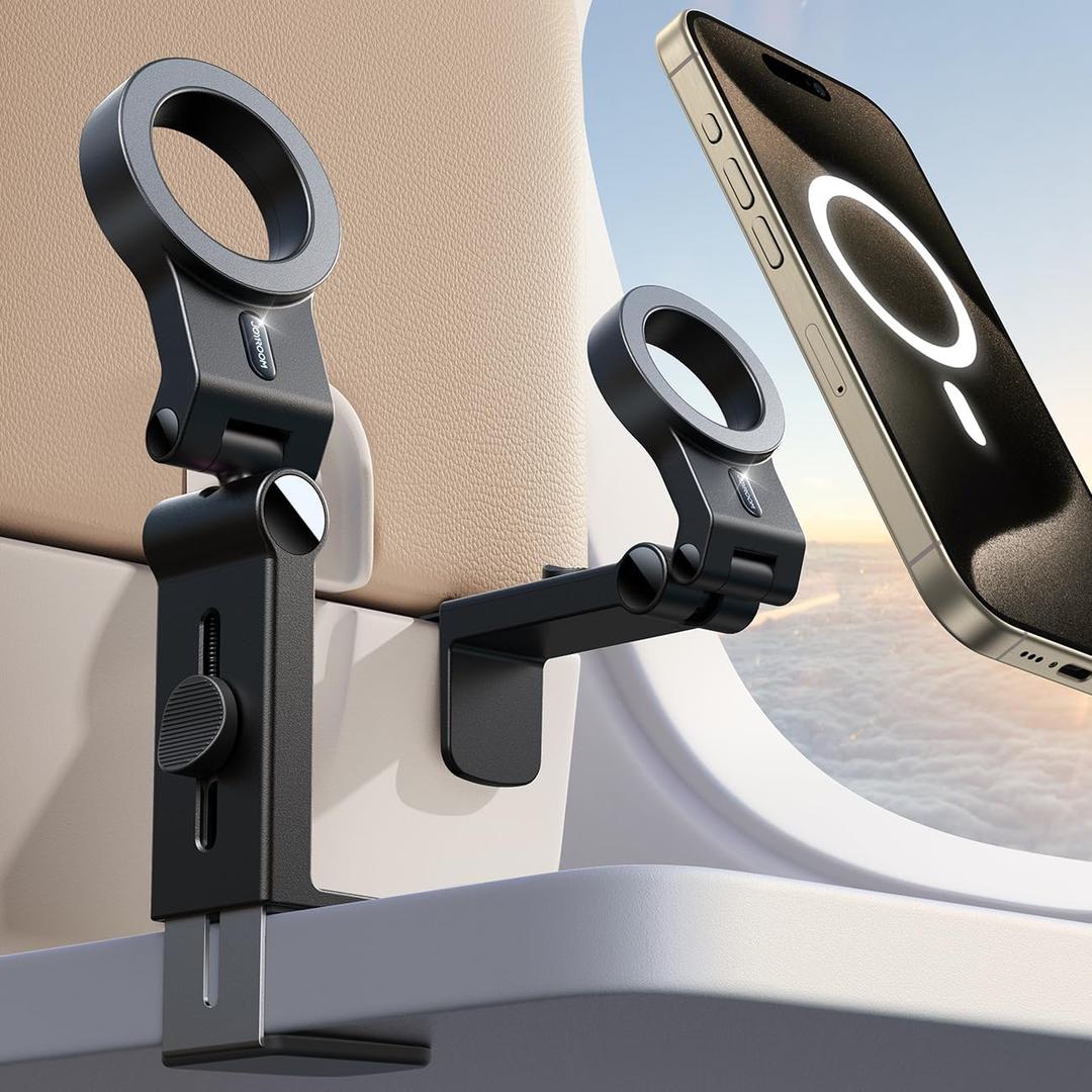 JOYROOM for Magsafe Airplane Phone Holder Travel Essentials,Unlimited Scenery Hands-Free Plane Phone Holder, Airplane Travel Accessories for iPhone 17 Pro Max & Magsafe Case (Black)