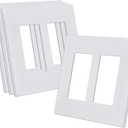 CML Screwless Decorator Wall Plate, 2 Gang Outlet Covers, 4 Pack Decorative Light Switch Plates, Hidden Screw Smooth Face, Standard Size 4.68 X 4.72, UL Listed, White