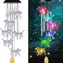 AIONASA Dog Solar Wind Chimes with 4 Music Aluminum Tubes, Dog Wind Chimes of Outside, 7 Colors Changing Outdoor Waterproof Crystal Dog LED Wind Bell, Home Party Yard Garden Decor