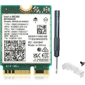 WiFi 7 Card BE200 M.2 Key E Tri-Band 6GHz/5GHz/2.4GHz Up to 5.8Gbps BT 5.4 Compatible with WiFi 7/6E/6/5 Routers for Windows 10/11 (Not Supported on AMD Motherboards)