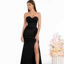 Women Formal Dress for Wedding Guest Elegant Evening Prom Gown Maxi Corest Gala Bodycon Party Dress, Sweetheart Neck Strapless Built-in Bra Lace-up Back Floor Length, Small