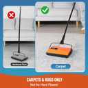 CLEANHOME Manual Carpet Sweeper for Pet Hair - Rotating Brush Floor Sweeper, Lightweight Push Broom for Classroom Rugs, Non-Electric Lint & Crumb Cleaner, Easy-Dump Dustbin, No Batteries Needed