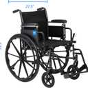 Medline 20 K3 Height Adjustable Wheelchair with Swing-Back Desk-Length Arms & Swing-Away Footrests, 300 lbs. Capacity Transport Aid, Adults & Seniors