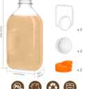 KMIGRUAN 2QT Heavy Duty Glass Milk Bottle with Lid,2Pack 64oz Glass Milk Jug with Reusable Airtight Screw Lid,Bottles for Juice,Water,Oat or Plant Milks