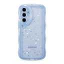 ZTOFERA for Samsung Galaxy A25 5G Case 6.5",Cute Curly Wave Case with Star Glitter,Clear Shiny Bling Soft TPU Shockproof Phone Protective Cover for Women Girls-Blue