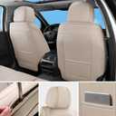 Car Seat Covers Full Set,5 Seat Leather Seat Covers for Cars,Beige Front Seats and Back Seat Cover,Waterproof Car Seat Cushion Protectors,Universal Fit for Most Cars SUV Trucks
