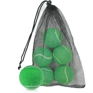 Tennis Balls 6 Pcs Training Tennis Balls Come with Mesh Bag for Easy Transport Beginner High Elasticity Practice Loose Tennis Ball for Dogs Natural Rubber Material (Grass Green)