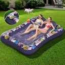 Inflatable Tanning Pool Lounger, OKSUWATER 87" x 63" Purple Pool Floats with Headrest & Cup Holder, Air Mattress Sun Tan Tub for Sunbathing, Outdoor, Seaside, Garden, Summer Water Bash (Purple-XL)