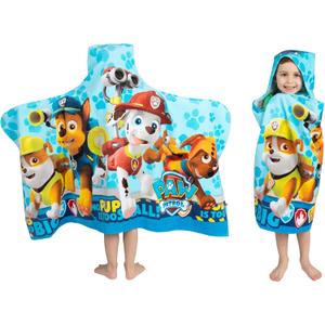 Franco Kids Bath and Beach Soft Cotton Terry Hooded Towel Wrap, 24" x 50", Paw Patrol Blue (Multicolor)